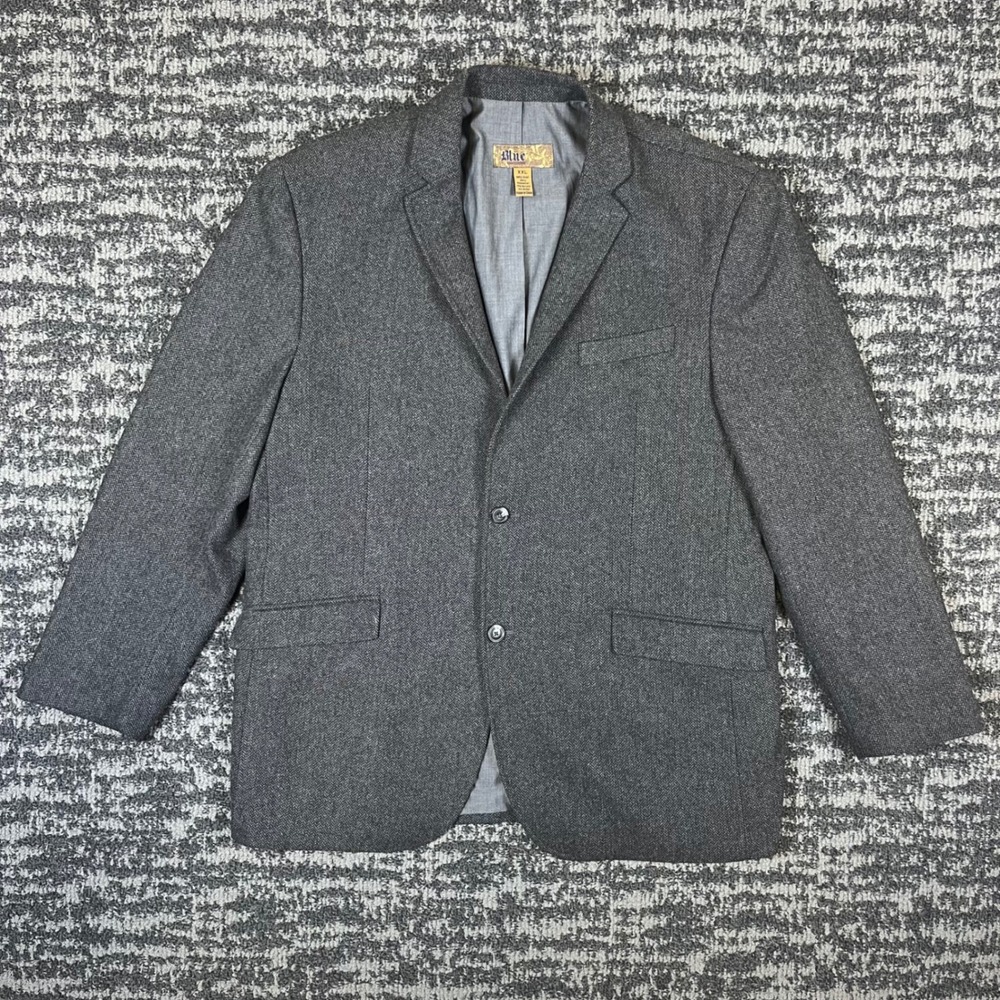 Blue Pronto Uomo Blazer Mens XXL Grey Herringbone Wool Blend Sport Coat RN77219